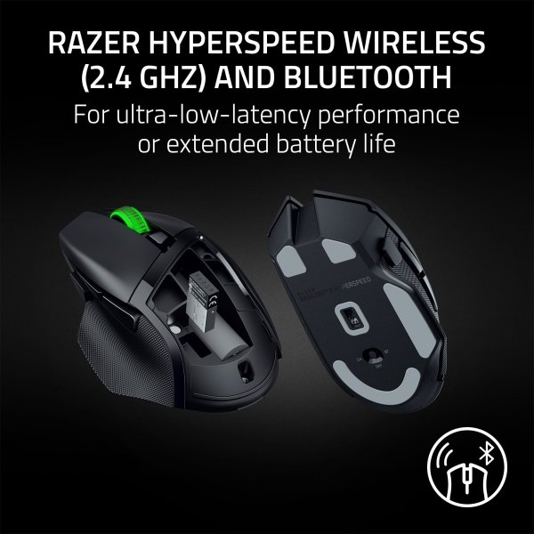 56139ede-1ec7-42e8-a17c-b2909a0eee6f.jpg Razer - Basilisk V3 X HyperSpeed Optical Gaming Mouse with 9 Customizable Controls - Wireless - Black