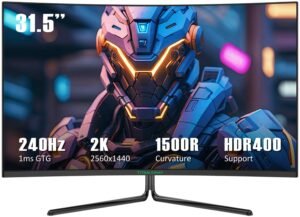 58900af2-652b-48ae-84b3-7705f961e735.jpg Titan-army - 31.5” Curved Gaming Monitor, IPS 1ms 240Hz 2K QHD FreeSync 95% DCI-P3 w/ HDR400 (DisplayPort, HDMI) - Black