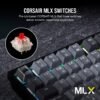 CORSAIR - K65 PLUS RGB 75% Wireless Mechanical Pre-Lubricated MLX Red Linear Switch Gaming Keyboard with Hot-Swappable Switches - Black/Gray