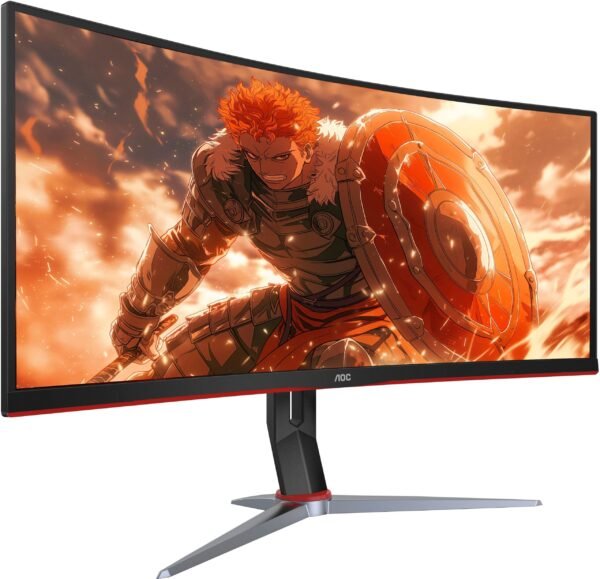 AOC - CU34G2XP 34" VA Curved Gaming Monitor, WQHD (3440x1440), 180Hz, 1ms, Freesync, HDR 400 - Black/Silver/Red
