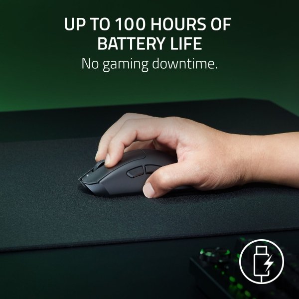 6580802_bd.jpg Razer - DeathAdder V3 HyperSpeed Lightweight Bluetooth Optical Gaming Mouse with 100 Hour Battery - Wireless - Black