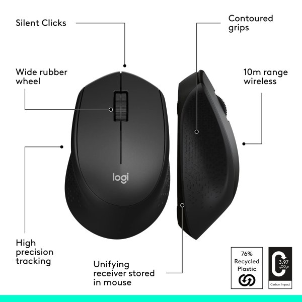 66732429-350a-4c0b-87c1-29f1b5a18a76.jpg Logitech - M330 SILENT Wireless Optical Mouse with Quiet Clicks - Wireless - Black