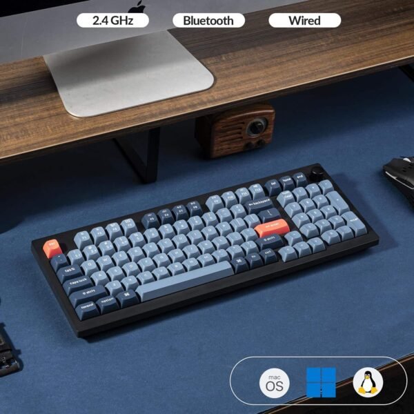 Keychron - V5 Max 96% Custom Wireless RGB Mechanical Keyboard with Programmable QMK/VIA Hot-Swappable Red Switch - Black