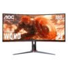 AOC - CU34G2XP 34" VA Curved Gaming Monitor, WQHD (3440x1440), 180Hz, 1ms, Freesync, HDR 400 - Black/Silver/Red